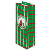 Carrés verts avec Rouge & Blanc Lignes Vin Sac Cad (Devant Angle)