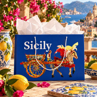 Carretto Siciliano - Traditioneel Siciliaans Blauw Groot Cadeauzakje