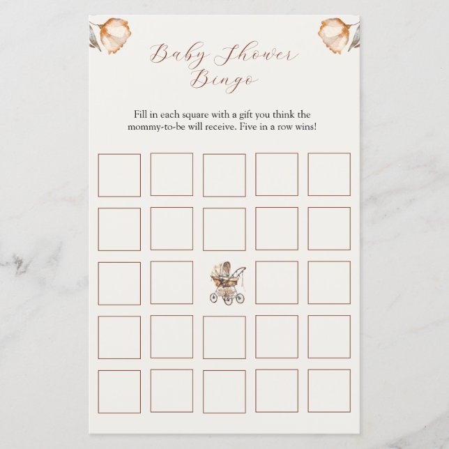  Carriage Floral Baby shower Bigo spel (Voorkant)