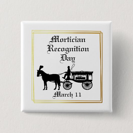 Carriage Hearse Silhouette Mortician Button (Voorkant)