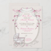  Carriage Ivory Pink Gingham Birds Kaart (Voorkant / Achterkant)