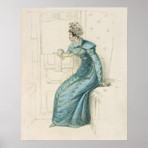 Carriage jurk, mode bord van Ackermann's Rep Poster