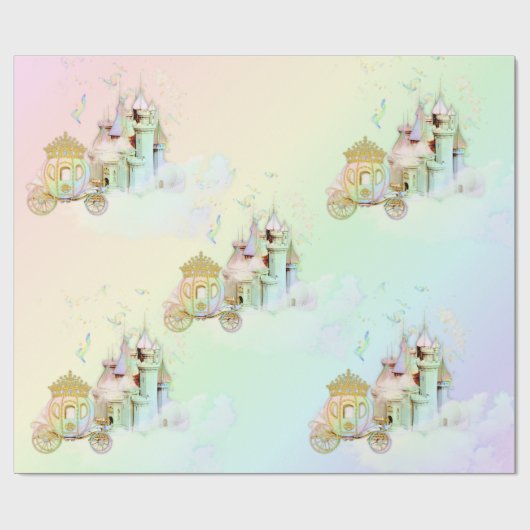 Carriage Magical Rainbow Princess Castle Cadeaupapier (Vlak)