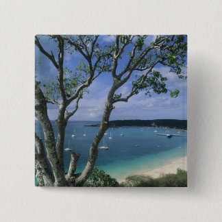 Carriboon, Anguilla Island, Road Bay Harbour. Vierkante Button 5,1 Cm