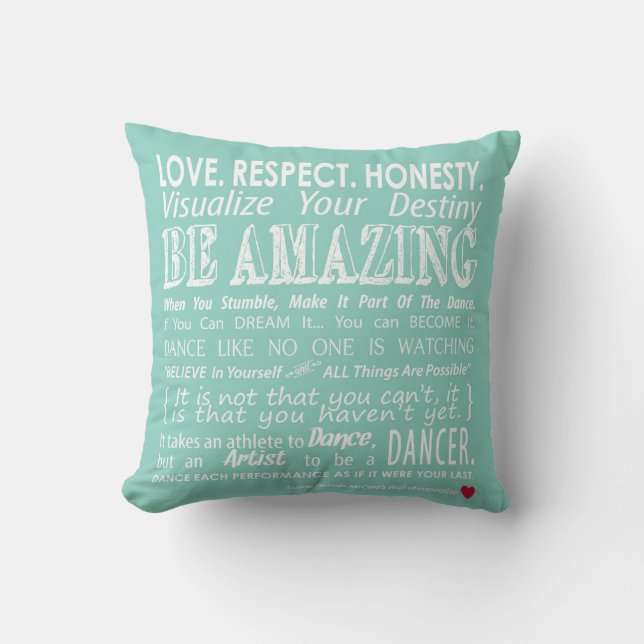Carrie's Inspirerend Dance Quotes Pillow- Aqua Kussen (Voorkant)