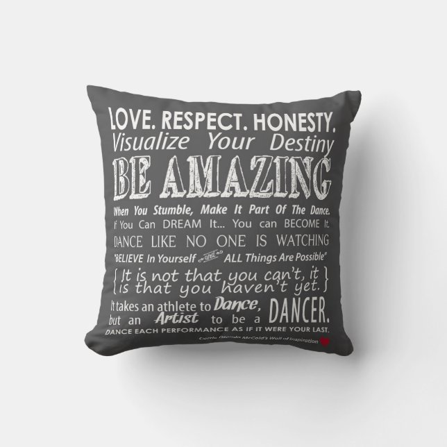 Carrie's muur van Inspirerend Dance Quotes Pillow Kussen (Voorkant)