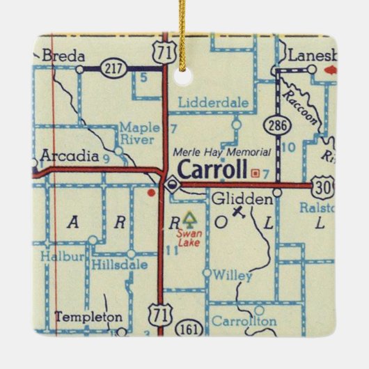 Carroll Iowa kaart Keramisch Ornament (Achterkant)