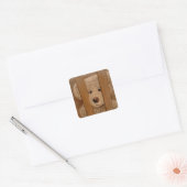 Carroll Teddy Bear Card Vierkante Sticker (Envelop)