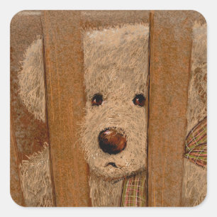 Carroll Teddy Bear Card Vierkante Sticker