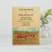 Carrollton Texas Wedding Invitation Horses Kaart (Staand voorkant)
