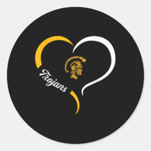 Carrollton Trojans Logo Half Heart Slogan Hs Ronde Sticker