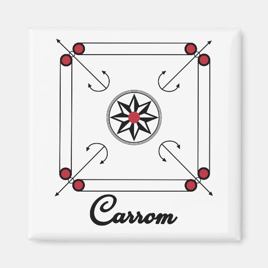 Carrom Board Indiase Pakistani retro game design Magneet (Voorkant)