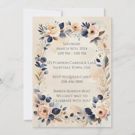 Carrosse de conte de fées et invitation au château (Dos)