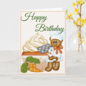 Carrot Cake Cupcake Bear Baker Bonne carte d'anniv (Fleur jaune)