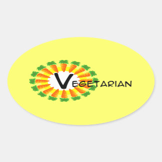 Carrot Circle Sun Vegetarian Ovale Sticker