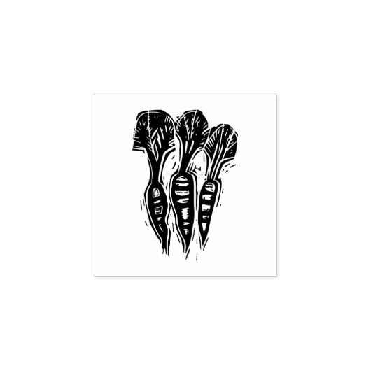 Carrots Vegetarian Menu Choice Rustic Linocut Rubberstempel (Afrduk)