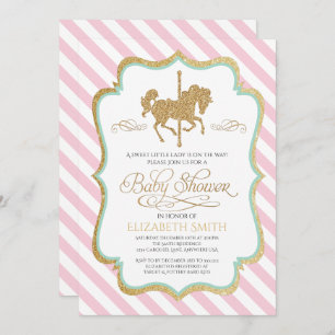 Carrousel Baby shower Invitation Kaart