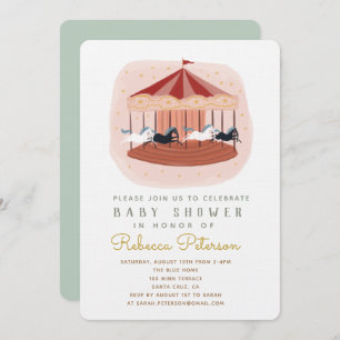 Carrousel Baby shower Invitation Kaart