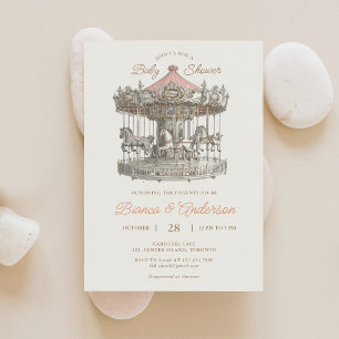 Carrousel Baby shower Invite 2 Kaart