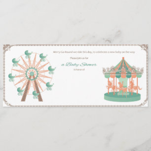 Carrousel Baby shower Invite Kaart