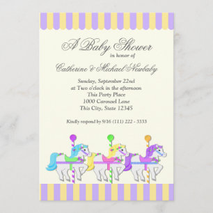 Carrousel Baby shower Paarse Goud Kaart