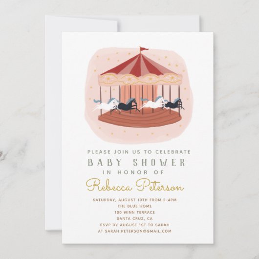 carrousel Baby shower Uitnodiging (Voorkant)