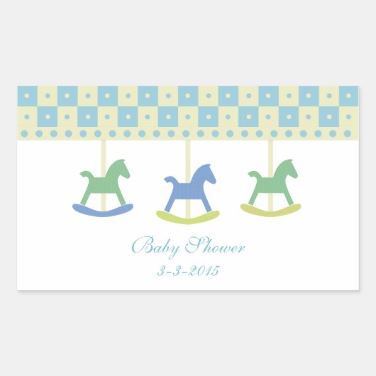 Carrousel bleu et jaune : Stickers Baby shower (Devant)