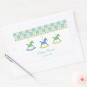 Carrousel bleu et jaune : Stickers Baby shower (Enveloppe)