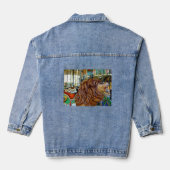 Carrousel brullende leeuw bruin manen rood groen z denim jacket (Achterkant)