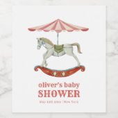  Carrousel Carnaval Circus Baby shower Wijn Etiket (Enkel label)