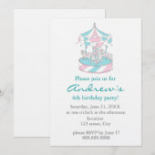 Carrousel Child Birthday Invitation Kaart (Voorkant / Achterkant)
