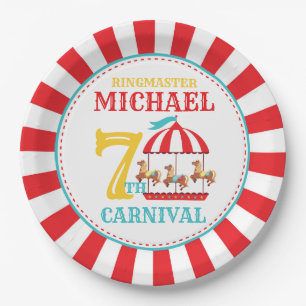 Carrousel Circus Carnaval Verjaardagsfeestje Borde Papieren Bordje