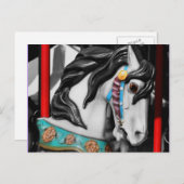 Carrousel de feu Cheval noir blanc carte postale (Devant / Derrière)