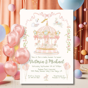 Carrousel draaimolen Baby shower Kaart