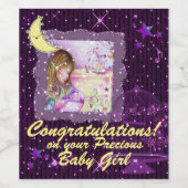 Carrousel Dromen Paarse Gestreepte Faux Glitter Wijn Etiket (Enkel label)