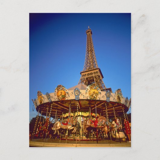 Carrousel, Eiffel Tower, Parijs, Frankrijk Briefkaart (Voorkant)