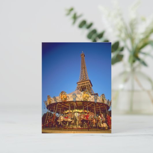 Carrousel, Eiffel Tower, Parijs, Frankrijk Briefkaart (Staand voorkant)