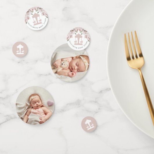 Carrousel Floral Soft Pink Foto Confetti (Groep)