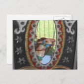 Carrousel Horloge En Miroir Black Blanc Carte Post (Devant / Derrière)