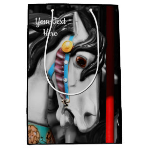 Carrousel Horse Black en White, op maat gesneden Medium Cadeauzakje