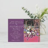 Carrousel Horse Paars Carnival Wedding Invitations Kaart (Staand voorkant)