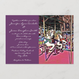 Carrousel Horse Paars Carnival Wedding Invitations Kaart