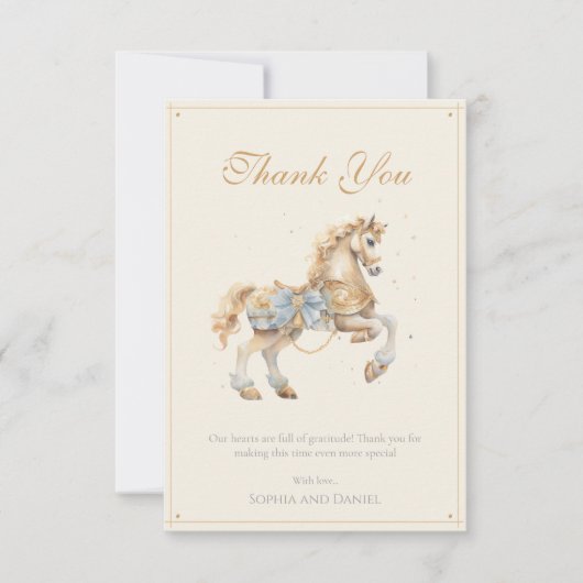 Carrousel Horse Waterverf Baby shower Bedankkaart (Voorkant)