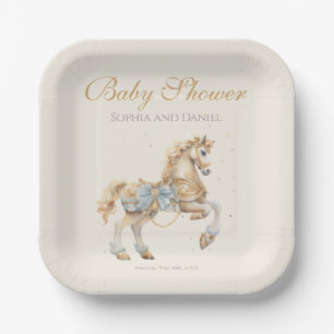  Carrousel Horse Waterverf Baby shower Papieren Bordje