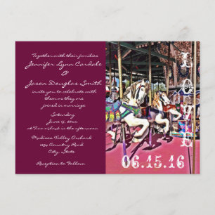 Carrousel Horses Love Carnival Wedding Invitations Kaart