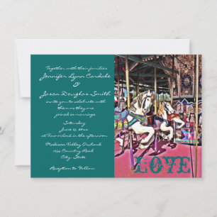 Carrousel Horses Love Carnival Wedding Invitations Kaart