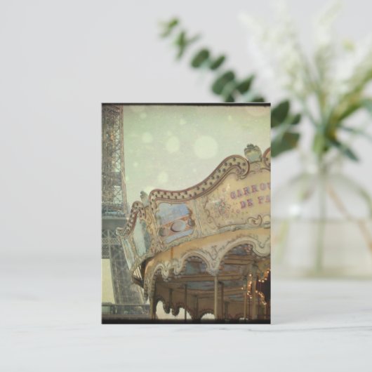  carrousel in Parijs met Eiffeltoren Briefkaart (Staand voorkant)