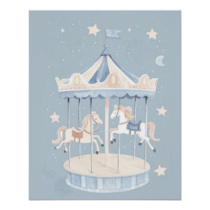 Carrousel kinderkamer muurkunst, Cute kinderkamer Perfect Poster