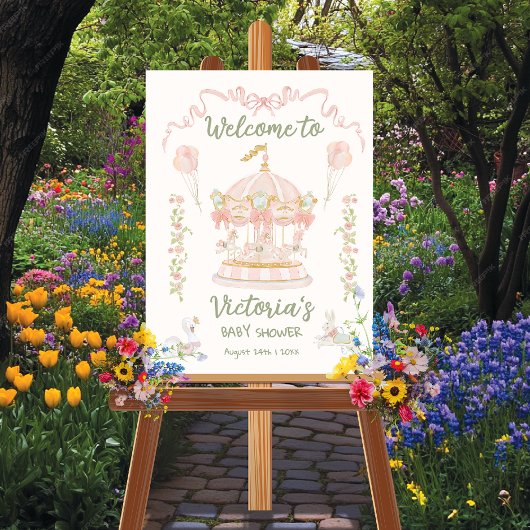 Carrousel Merry-go-round Welcome Sign Poster