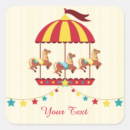 Carrousel met Star Bunting Vierkante Sticker (Voorkant)